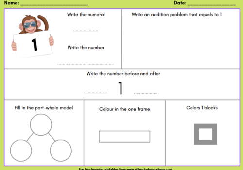 math worksheet for preschool 1st grade_ counting and numbers