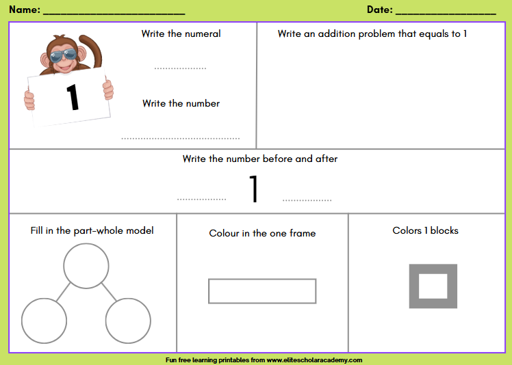 math worksheet for preschool 1st grade_ counting and numbers