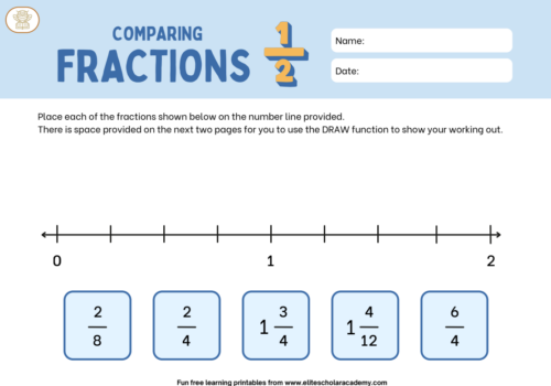 Comparing Fractions Grade 4 worksheet -Elite Scholar Academy