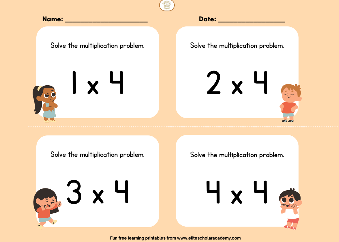 Grade 3rd Multiplication worksheet - Elite Scholar Academy