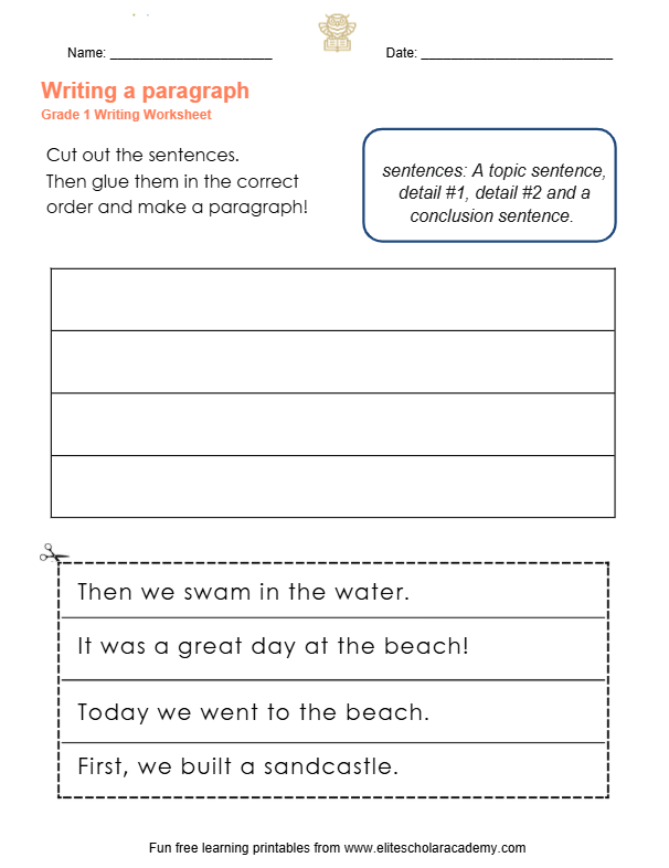 Free Grade 1 Writing Worksheets: Structuring a Perfect Paragraph