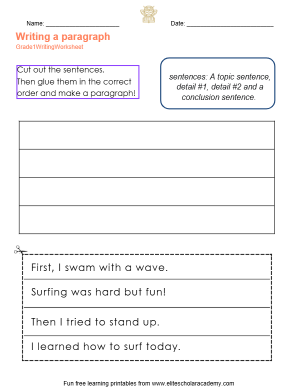 Free Grade 1 Writing Worksheets: Mastering the Flow of a Story
